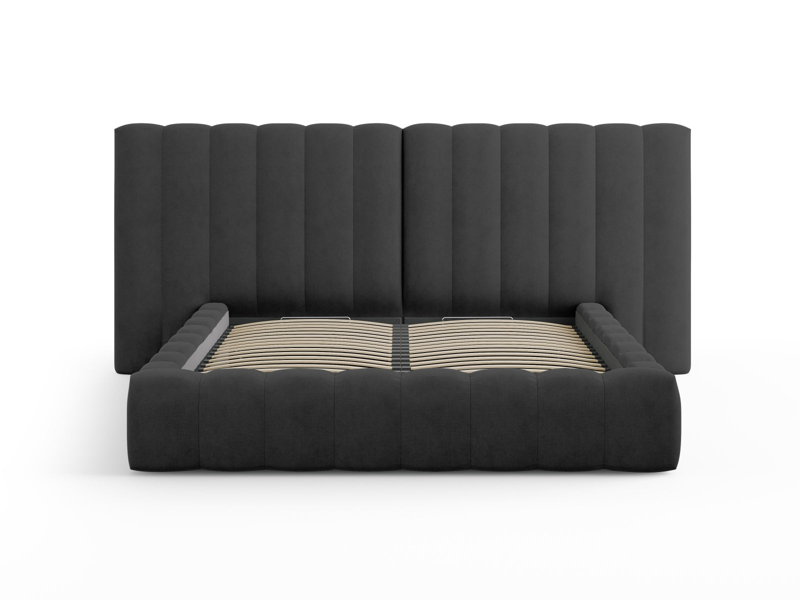 Bett Strukturstoff Anthrazit Kelp — Wohnbeispiel