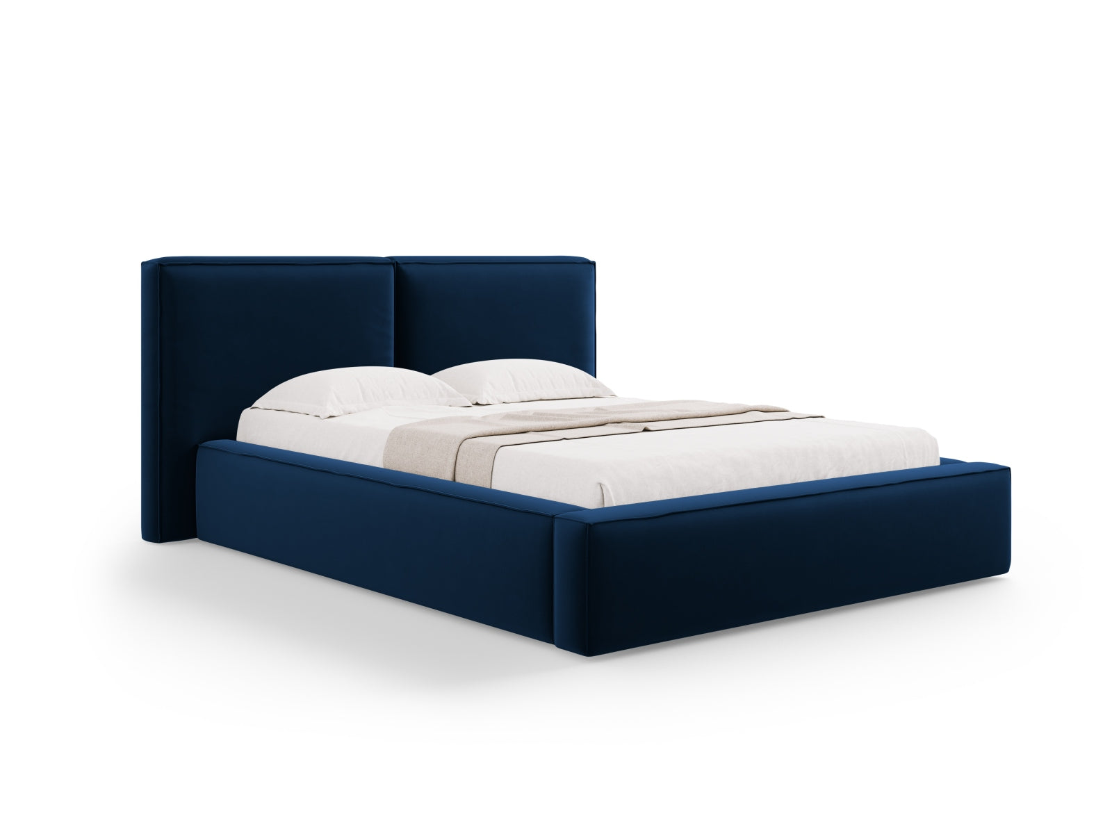 Jodie Storage Bed With Double Headboard — Royal Blue