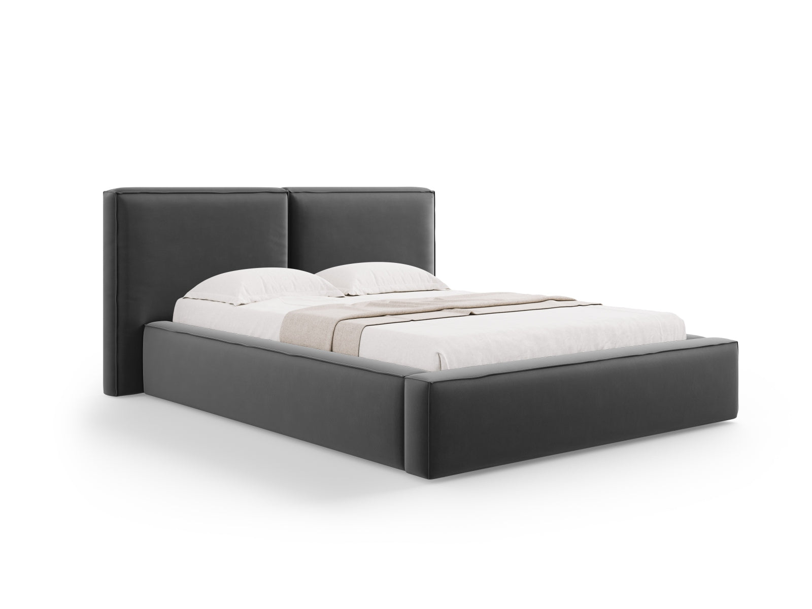 Jodie Storage Bed With Double Headboard — Grey