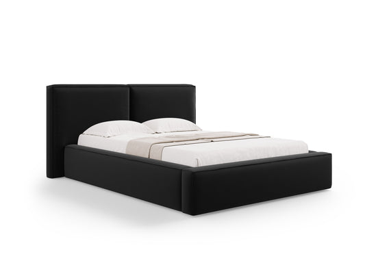 Jodie Storage Bed With Double Headboard — Black