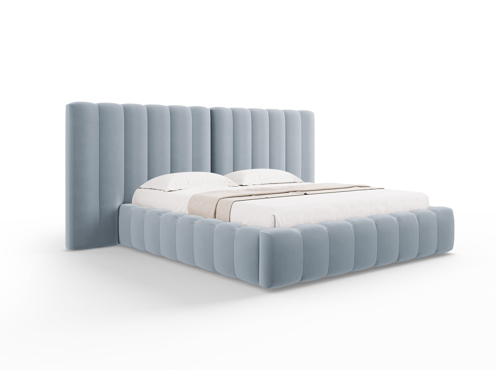 Kelp Storage Bed With Double Headboard — Light Blue