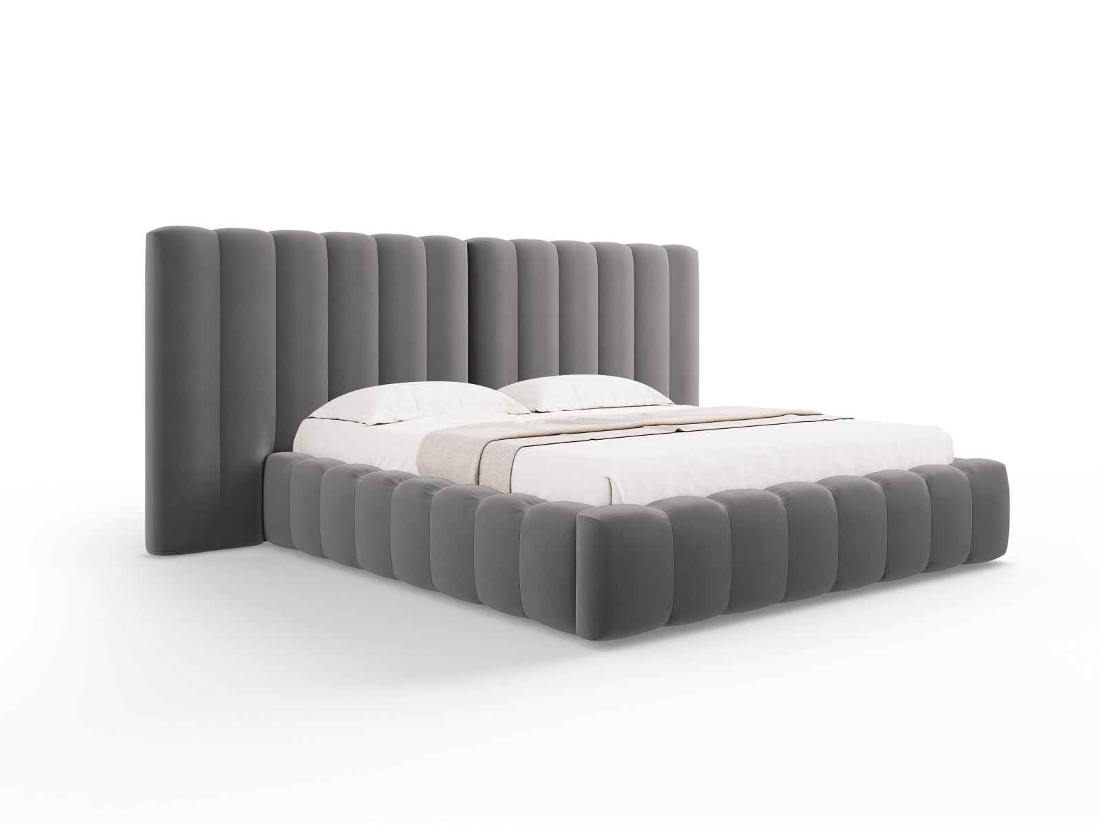 Kelp Storage Bed With Double Headboard — Grey