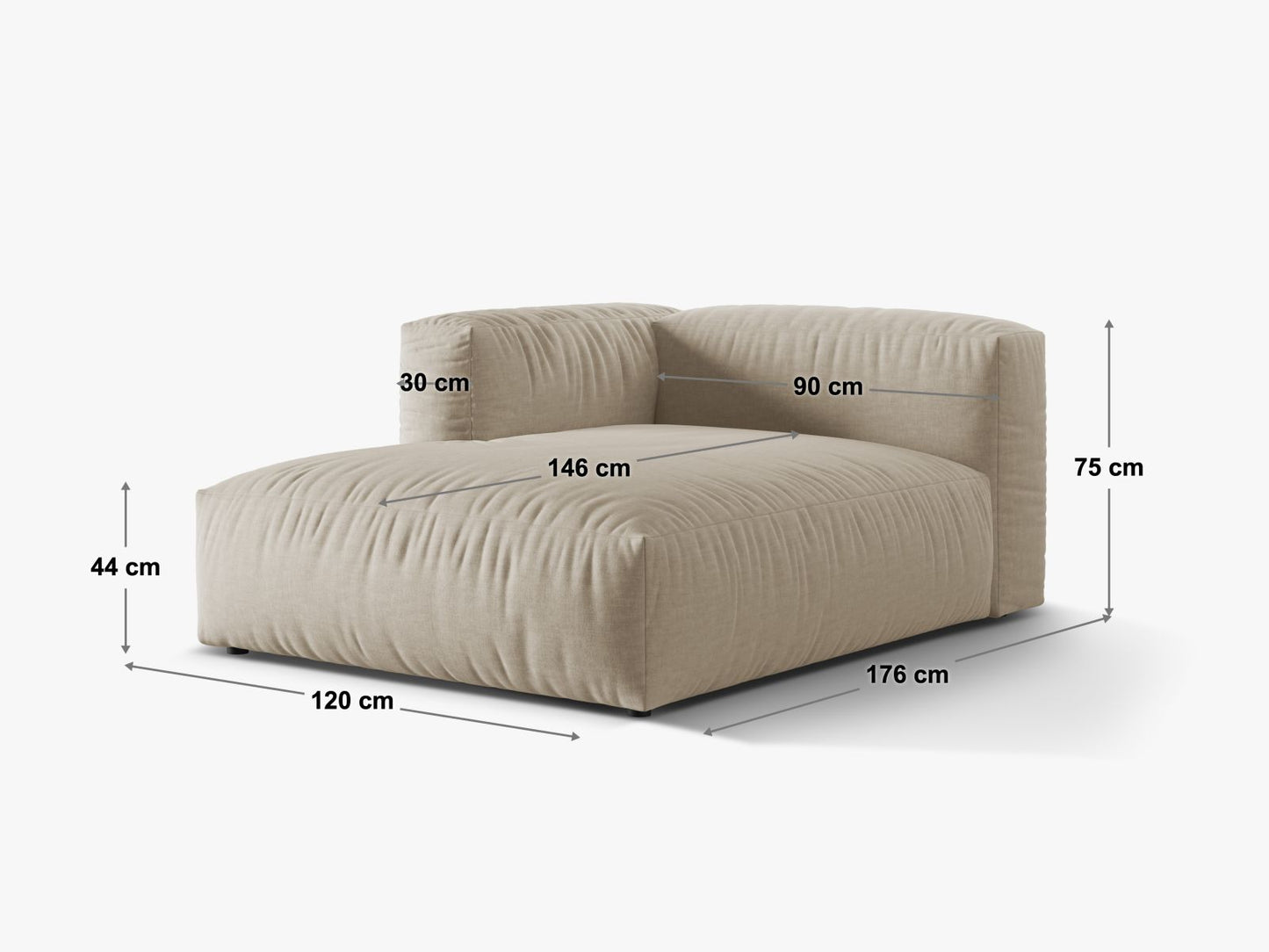 Chaiselongue Samt Dunkelbeige Martina — Ansicht 6