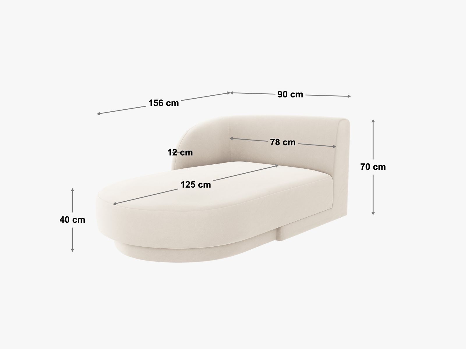 Chaiselongue Chenille Beige Miley — Ansicht 5