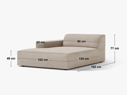 Chaiselongue Strukturstoff Beige Jodie — Maße und Details