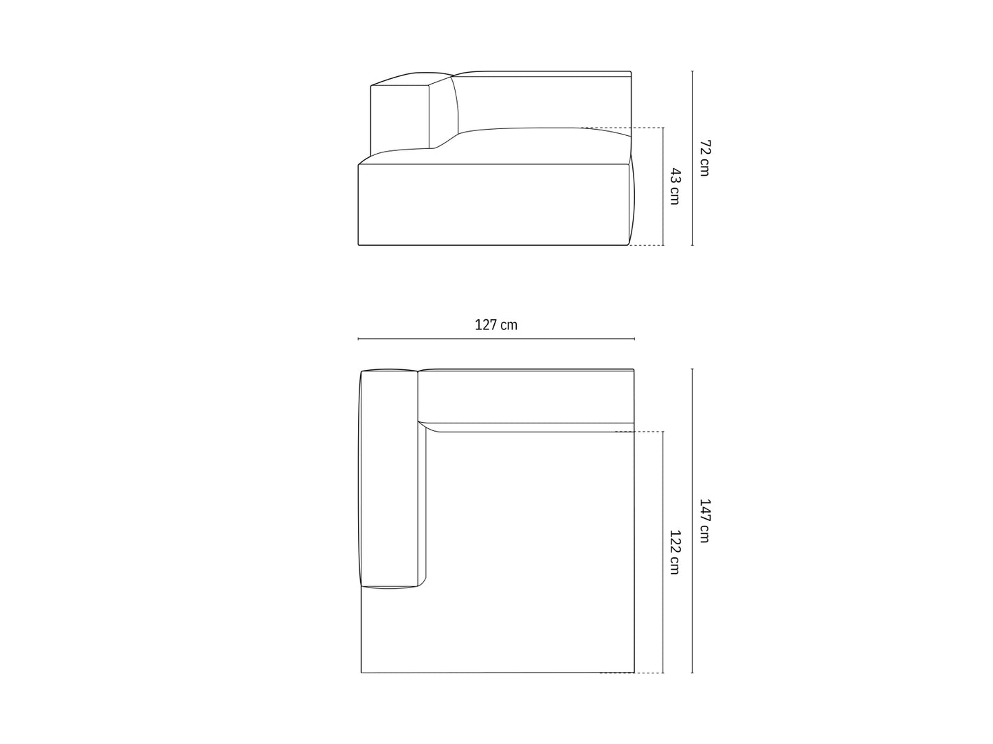 Chaiselongue Strukturstoff Beige Nuria — Ansicht 5