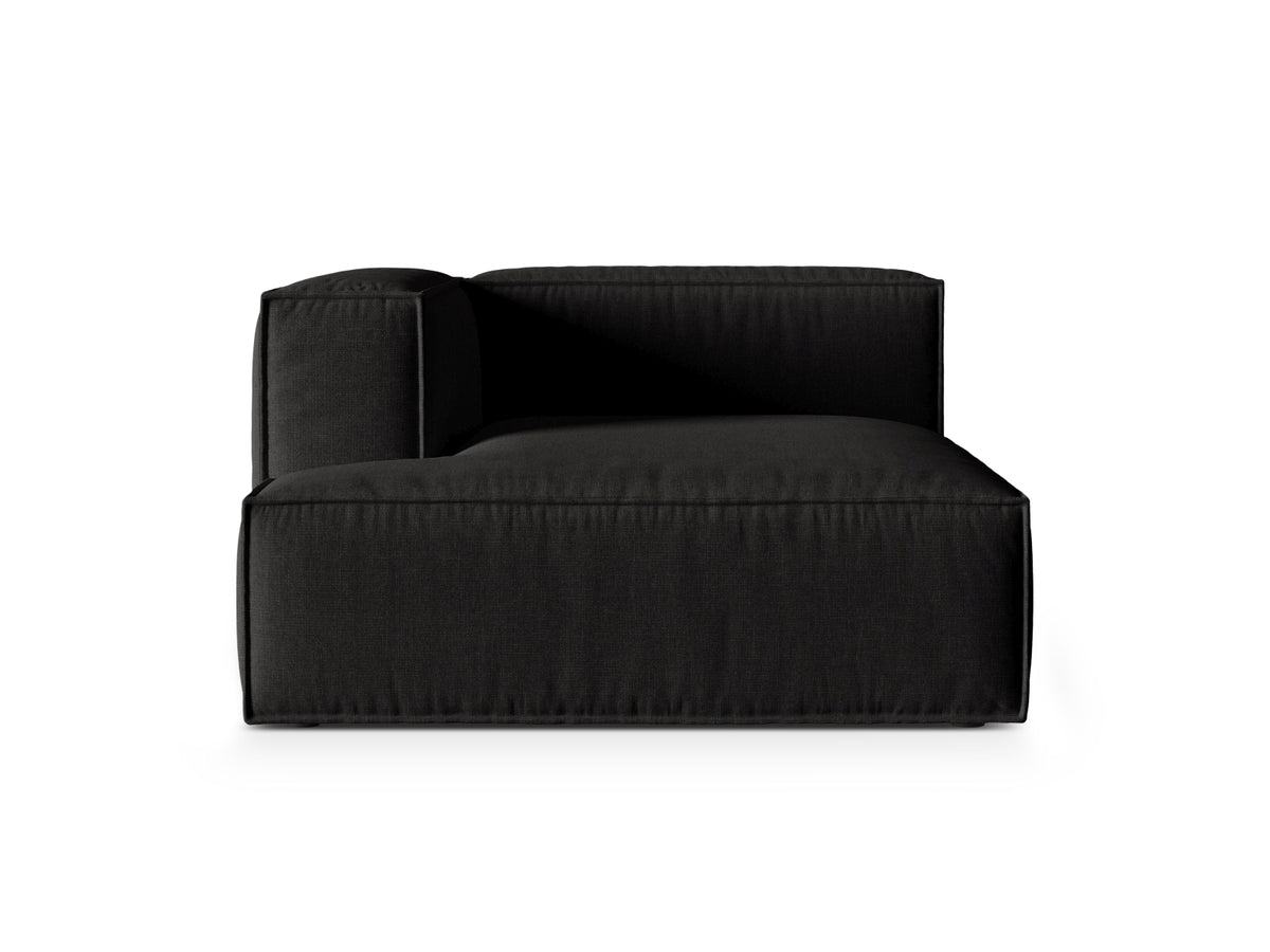 Nuria Modular Chaise Longue, 127x147 cm — Black / Left