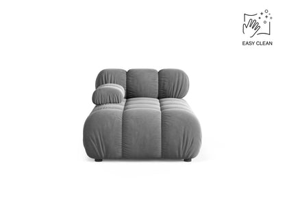 Chaiselongue Samt Beige Bellis — Light Grey