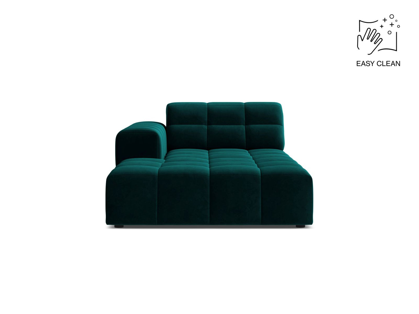 Chaiselongue Samt Beige Jennifer — Deep Petrol