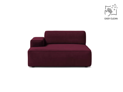 Chaiselongue Samt Beige Jodie — Burgundy
