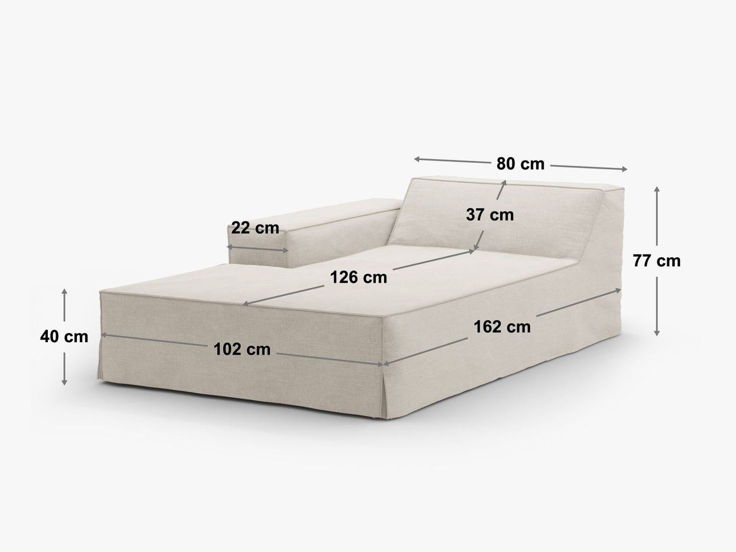 Chaiselongue Strukturstoff Beige Jodie — Ansicht 5