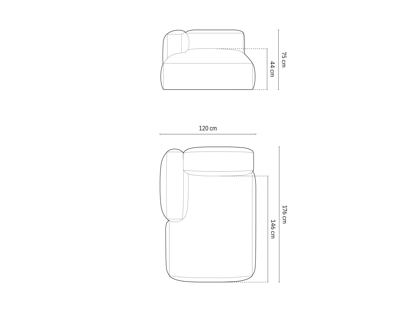 Chaiselongue Bouclé Anthrazit Martina — Ansicht 6