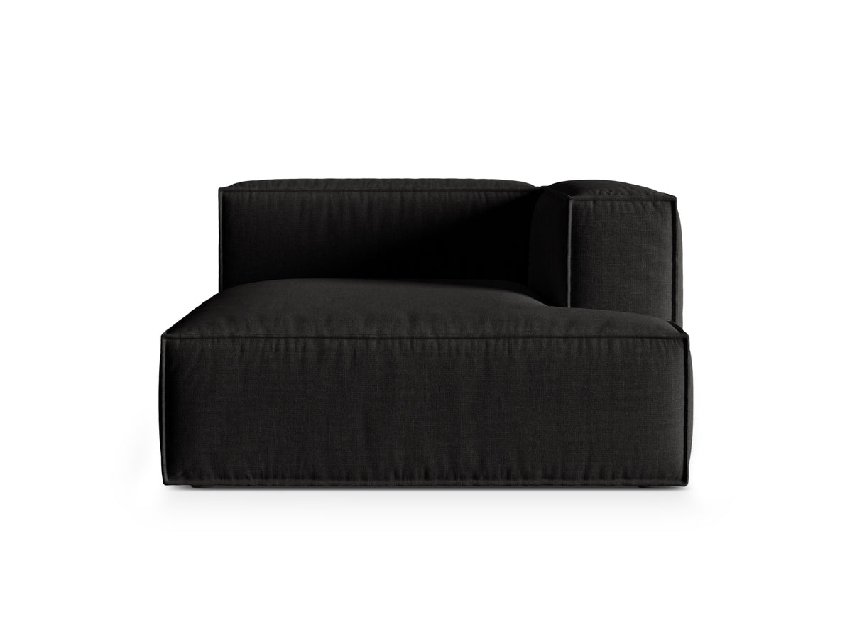 Nuria Modular Chaise Longue, 127x147 cm — Black / Right