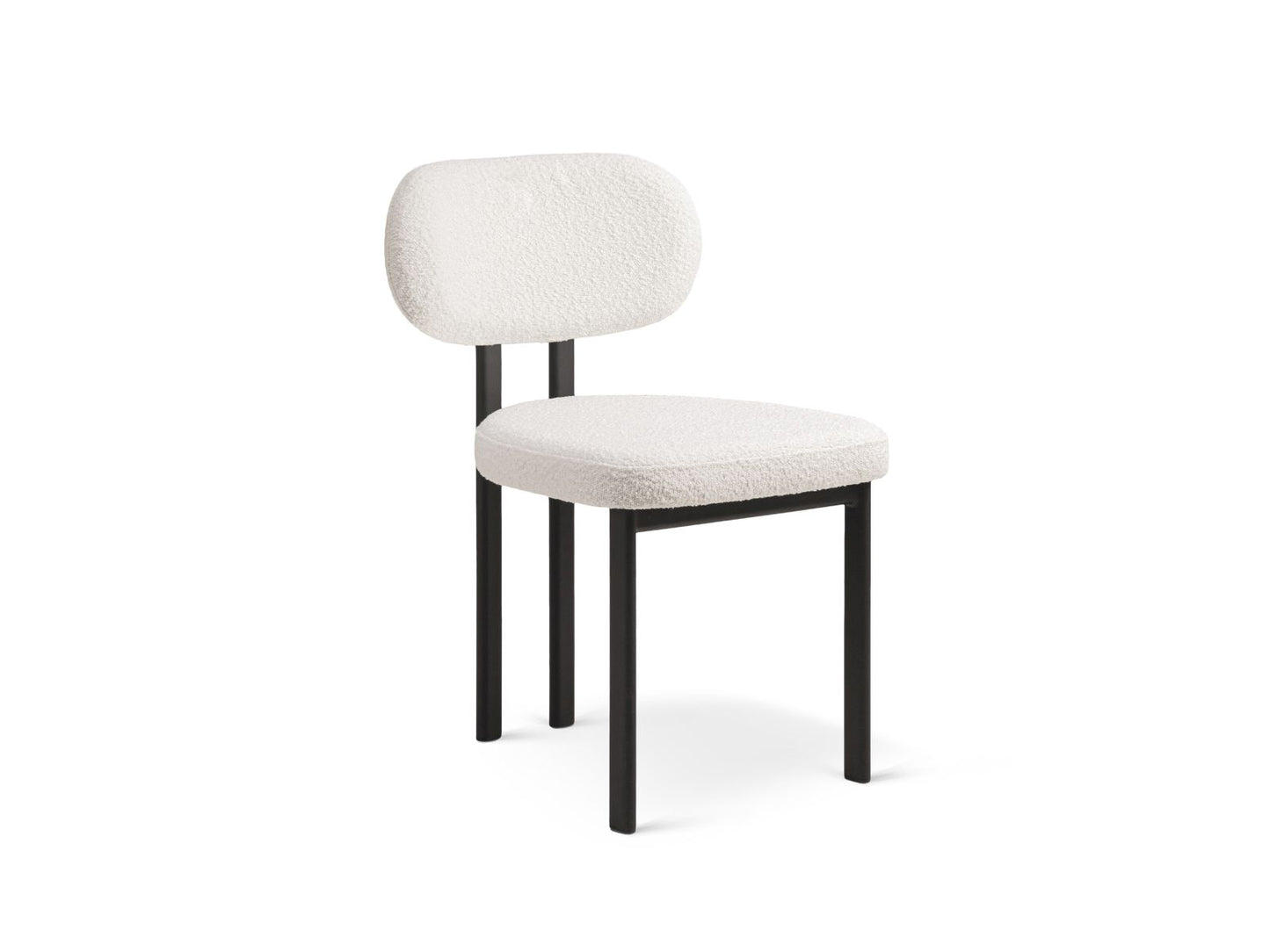 Stuhl Bouclé Beige Sam — White / Black Metal