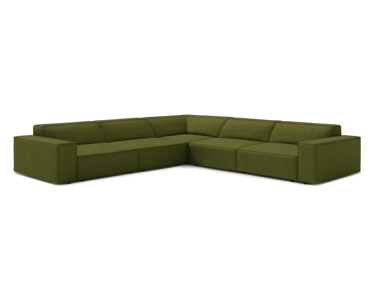 Ecksofa Bouclé Beige Jodie — Dark Olive Green