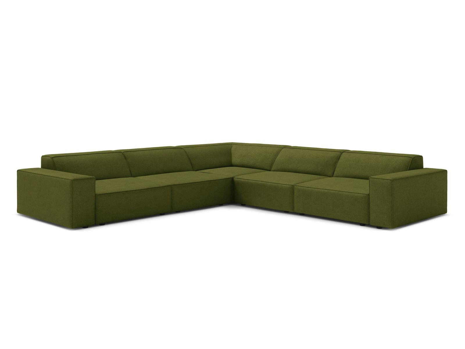 Jodie Symmetrical Corner Sofa, 6 Seats, 283x283 cm — Dark Olive Green