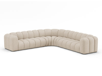 Ecksofa Bouclé Beige Lupine — Wohnbeispiel
