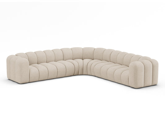 Ecksofa Bouclé Beige Lupine — Wohnbeispiel