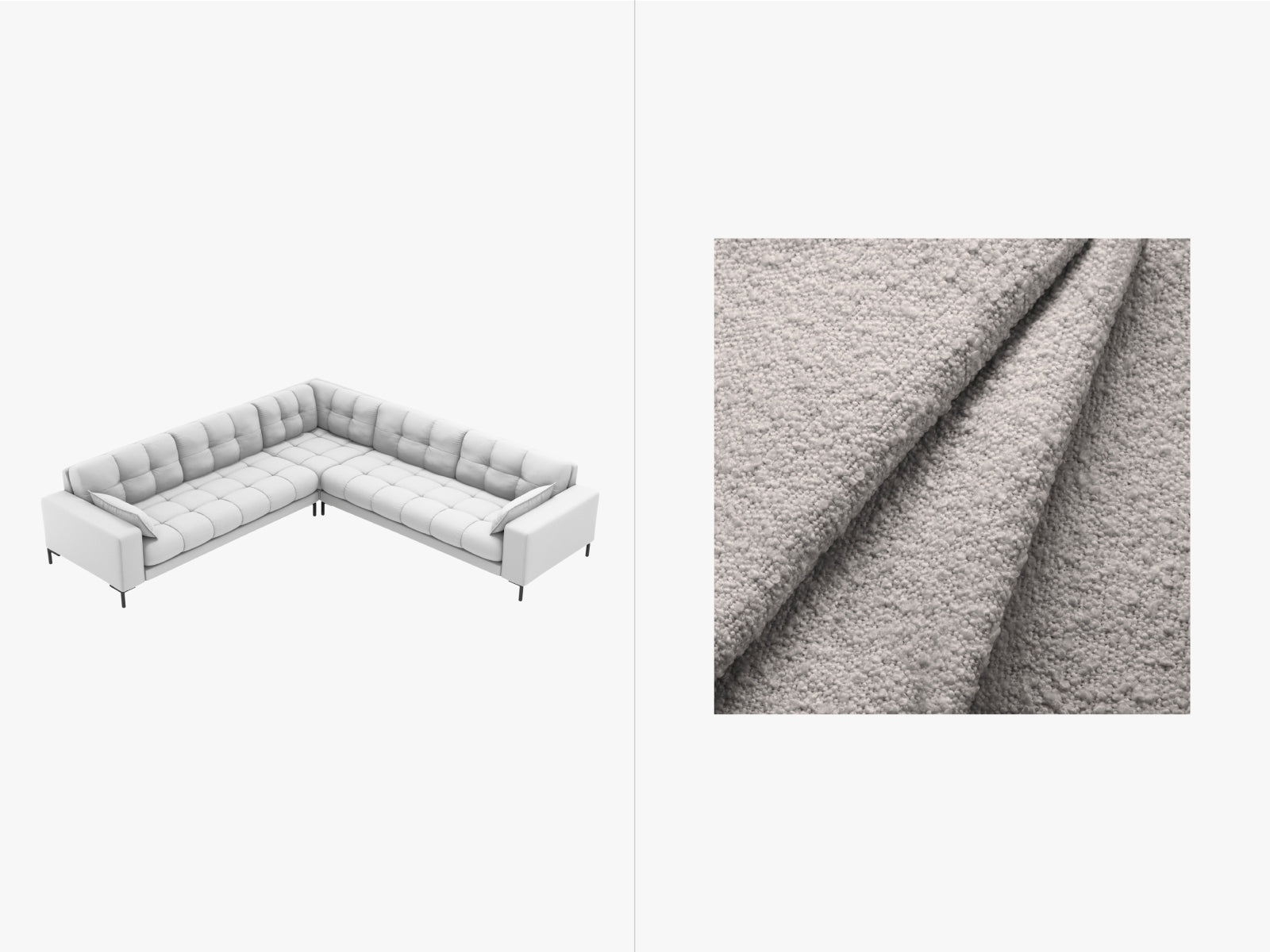 Mamaia Symmetrical Corner Sofa, 6 Seats, 256x256 cm — Light Grey