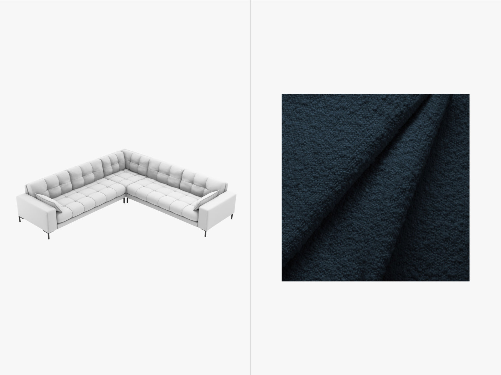 Mamaia Symmetrical Corner Sofa, 6 Seats, 256x256 cm — Dark Blue