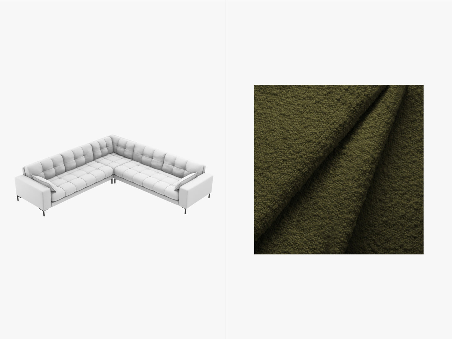 Ecksofa Bouclé Beige Mamaia — Dark Olive Green