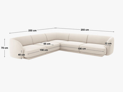 Ecksofa Chenille Beige Miley — Maße und Details