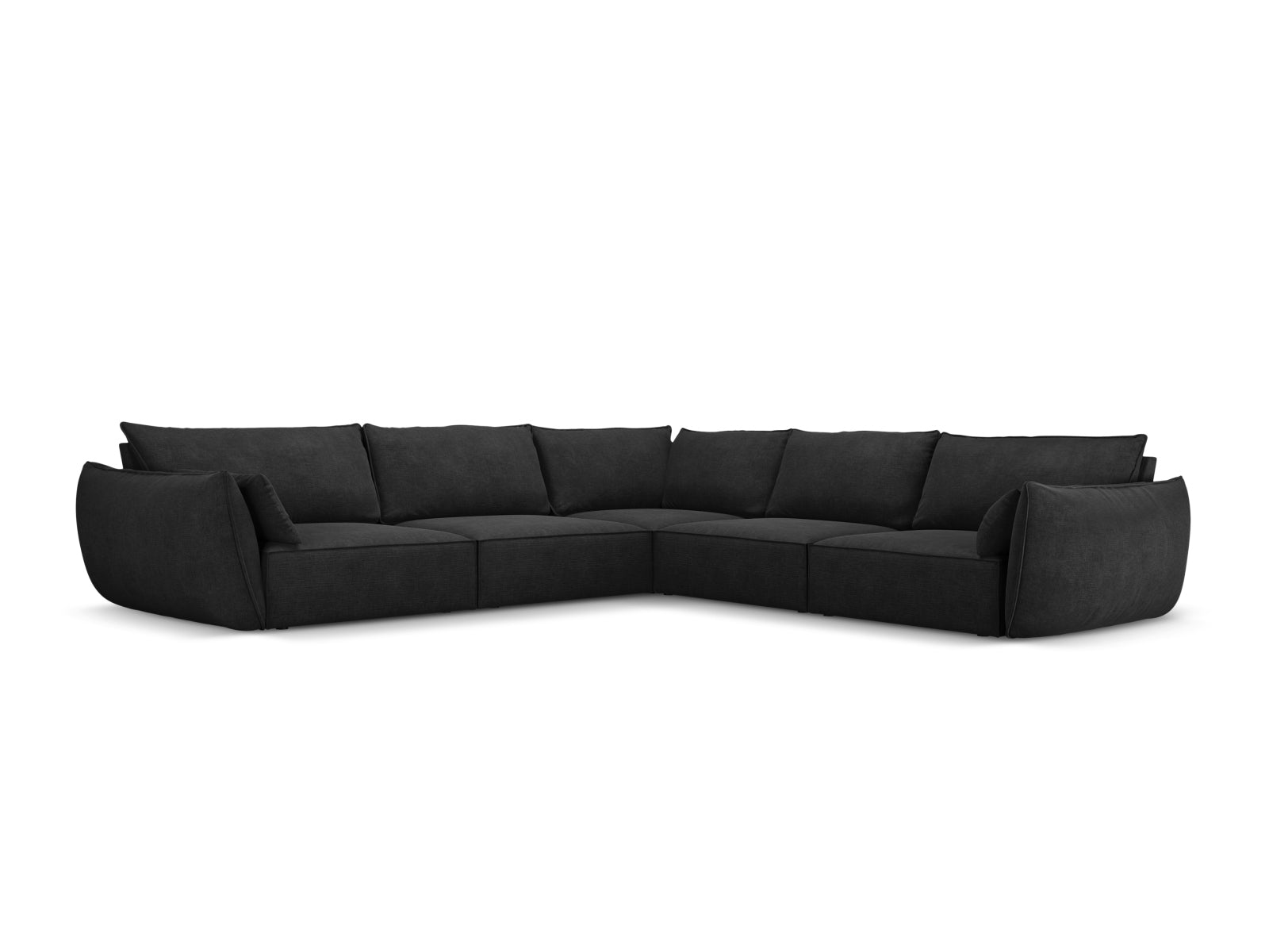 Kaelle Symmetrical Corner Sofa, 7 Seats, 286x286 cm — Black