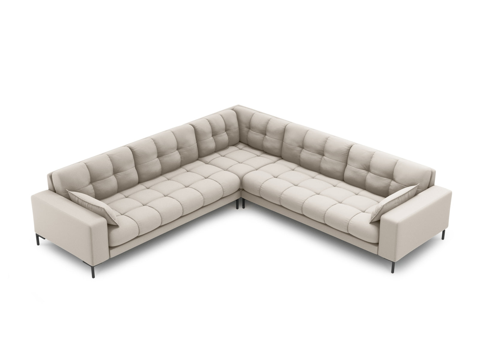 Ecksofa Strukturstoff Beige Mamaia — Wohnbeispiel