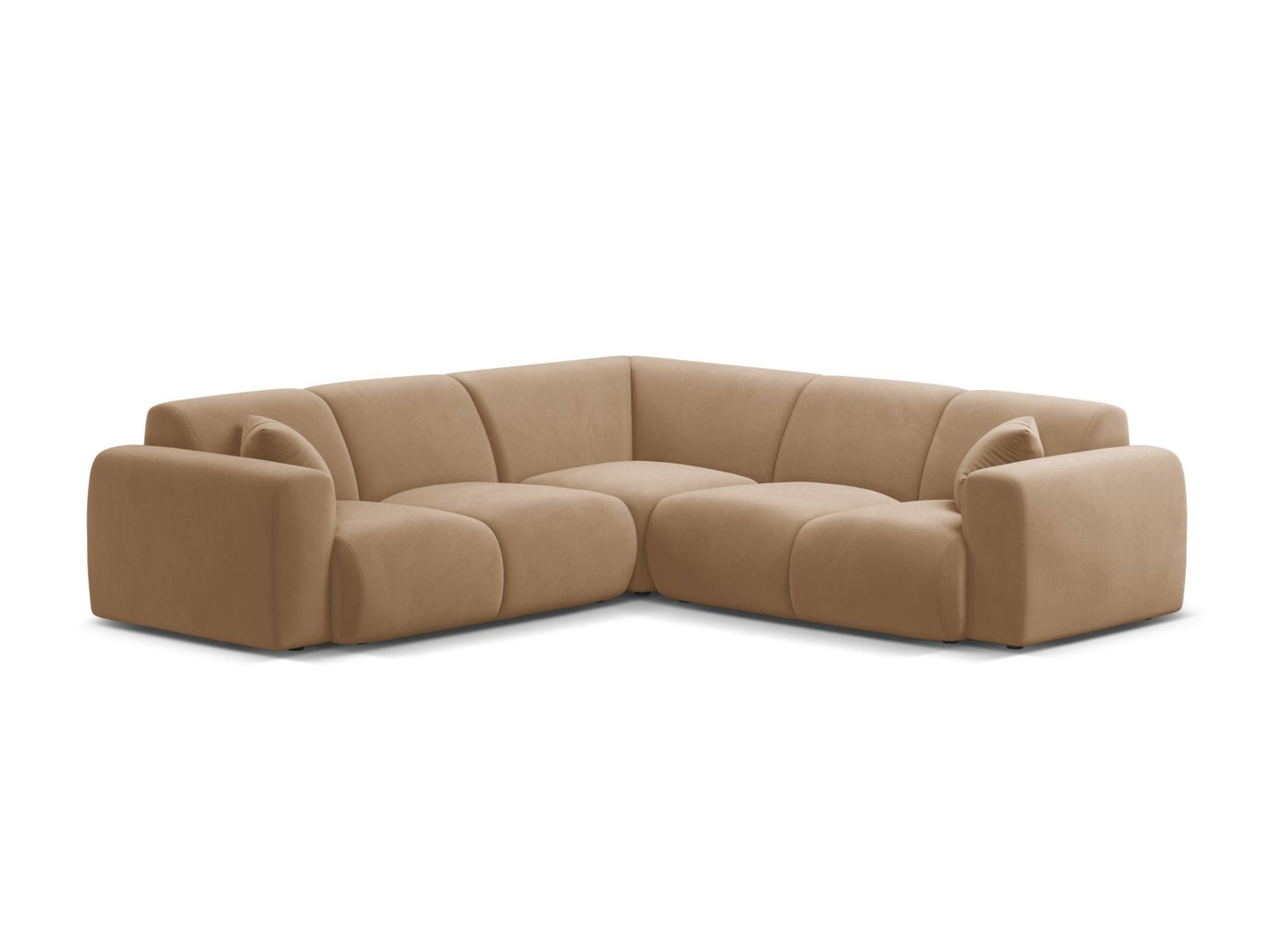 Ecksofa Samt Schwarz Molino — Sand