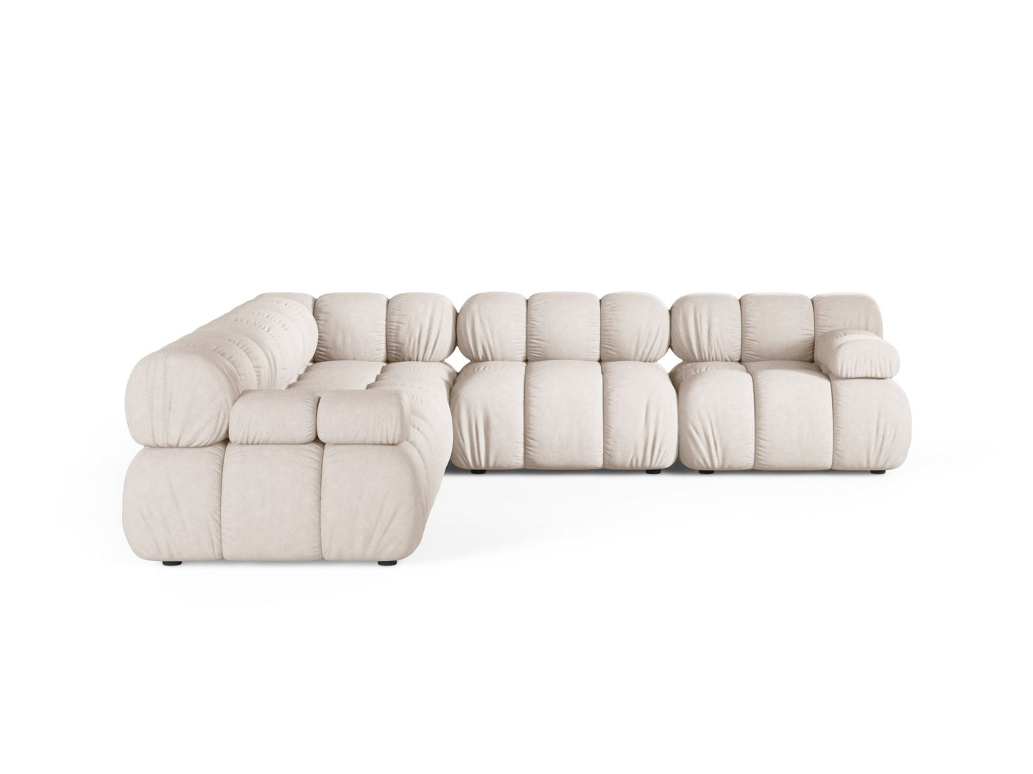 Ecksofa Strukturstoff Beige Bellis — Wohnbeispiel