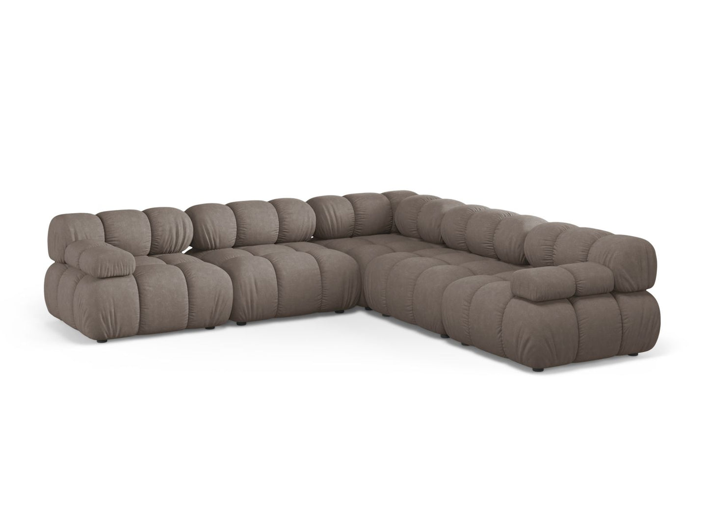 Ecksofa Strukturstoff Beige Bellis — Cappuccino