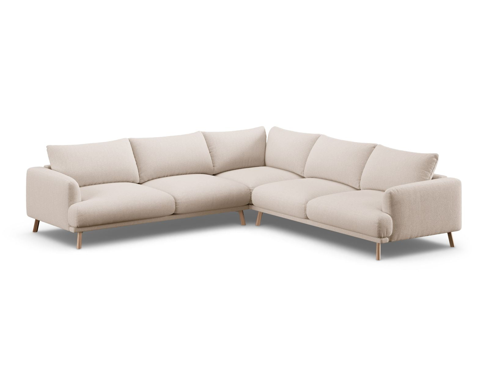 Ecksofa Strukturstoff Beige Naomi — Wohnbeispiel