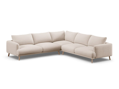 Ecksofa Strukturstoff Beige Naomi — Wohnbeispiel