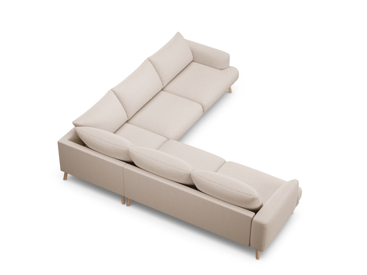 Ecksofa Strukturstoff Beige Naomi — Detailansicht