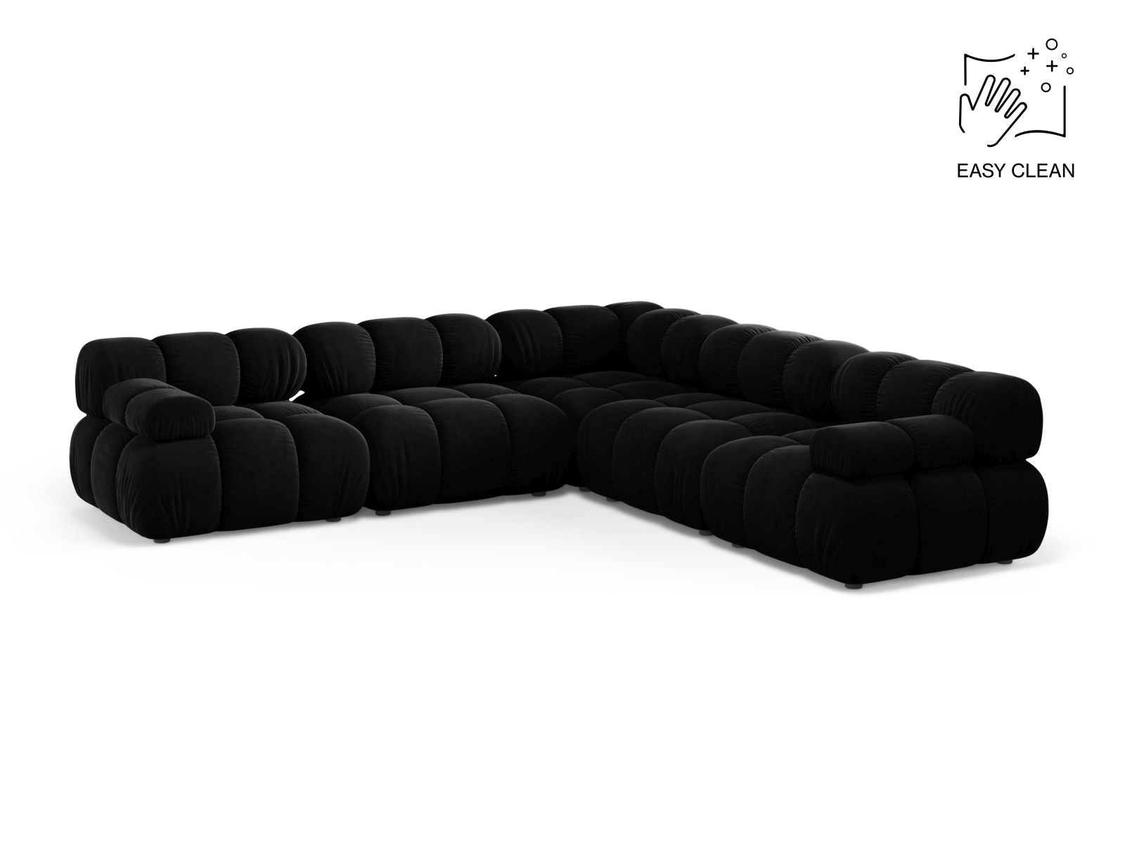 Bellis Symmetrical Corner Sofa, 5 Seats, 282x282 cm — Black