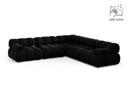 Ecksofa Samt Beige Bellis — Black
