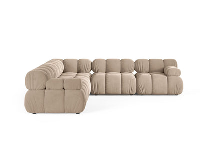 Ecksofa Samt Beige Bellis — Wohnbeispiel