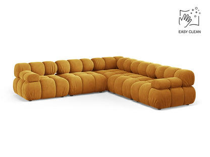 Ecksofa Samt Beige Bellis — Yellow