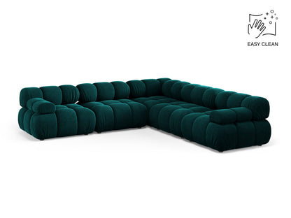 Ecksofa Samt Beige Bellis — Deep Petrol