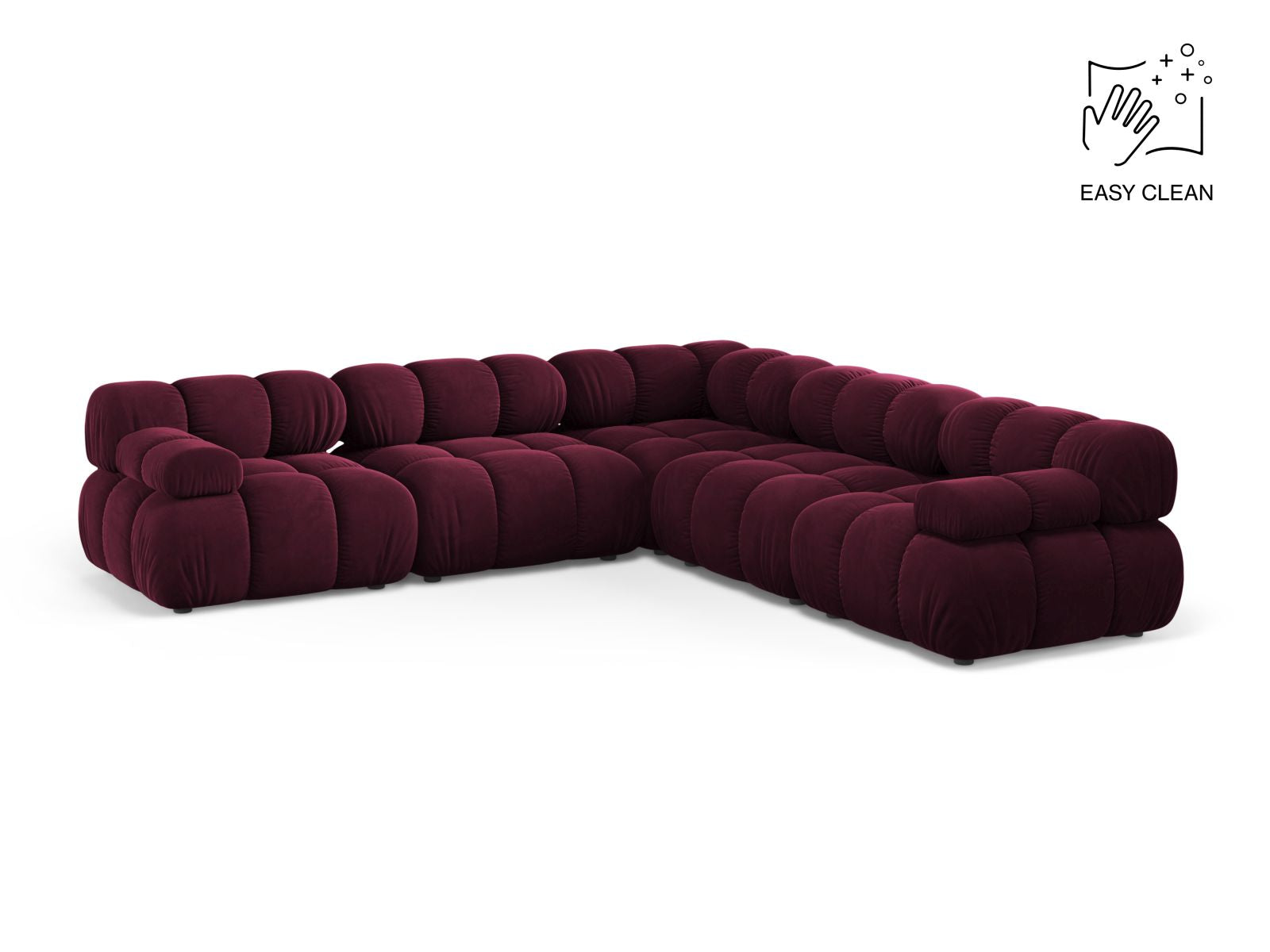 Bellis Symmetrical Corner Sofa, 5 Seats, 282x282 cm — Burgundy