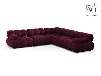 Ecksofa Samt Beige Bellis — Burgundy