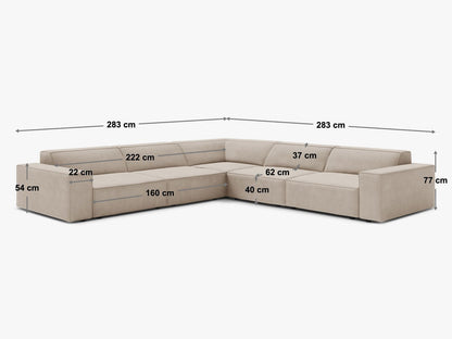 Ecksofa Samt Beige Jodie — Detailansicht