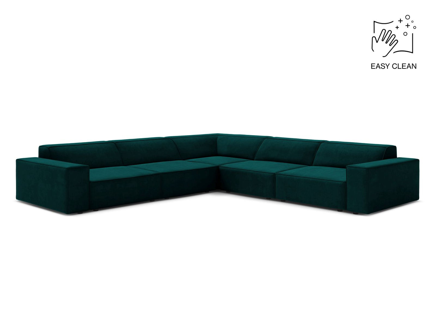 Ecksofa Samt Beige Jodie — Deep Petrol