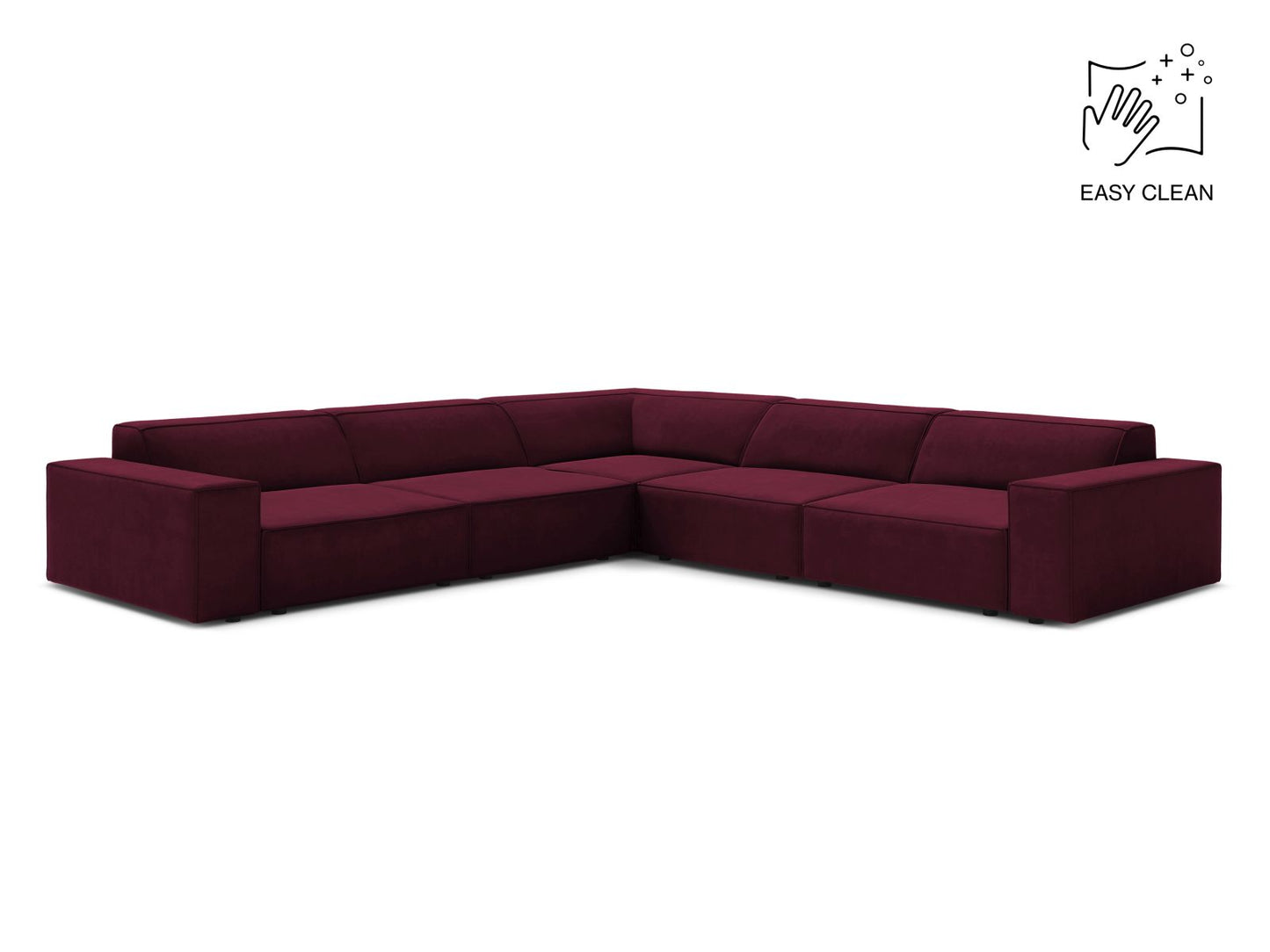 Ecksofa Samt Beige Jodie — Burgundy