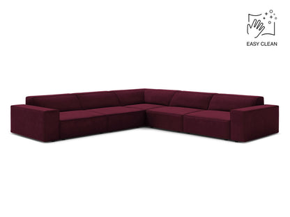 Ecksofa Samt Beige Jodie — Burgundy