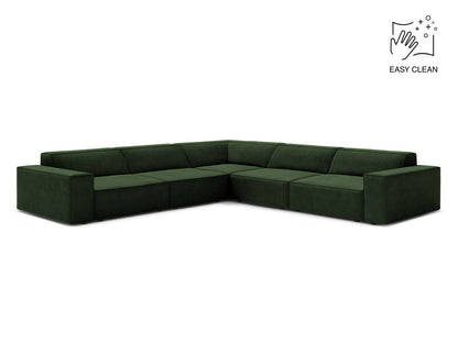 Ecksofa Samt Beige Jodie — Bottle Green