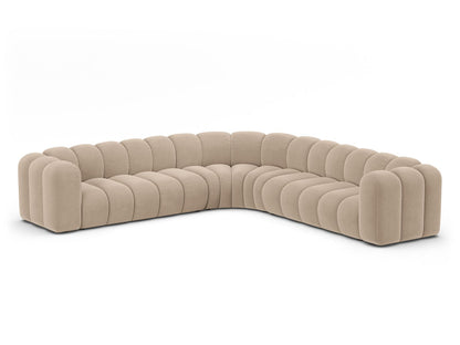 Ecksofa Samt Beige Lupine — Wohnbeispiel