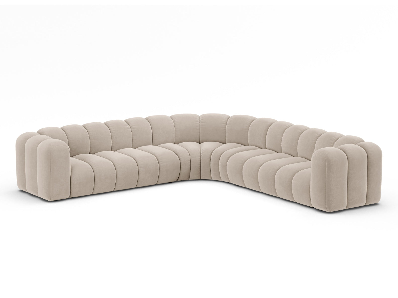 Ecksofa Samt Beige Lupine — Detailansicht