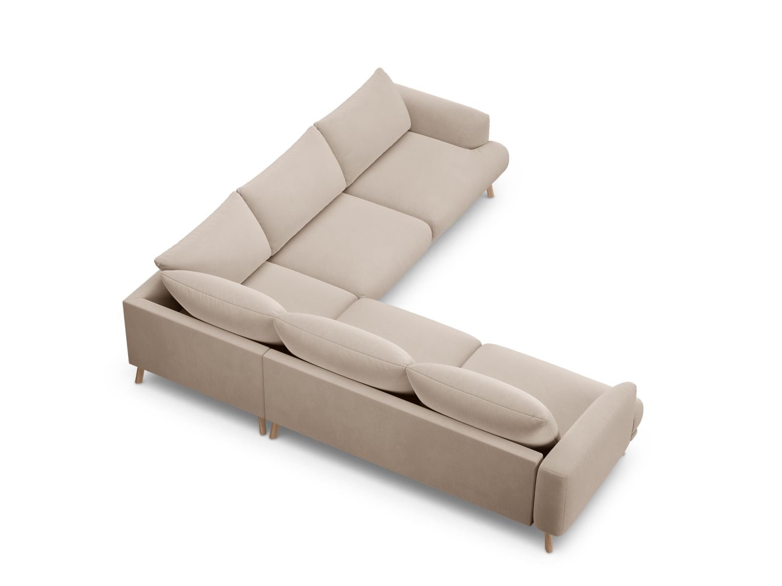Ecksofa Samt Beige Naomi — Detailansicht