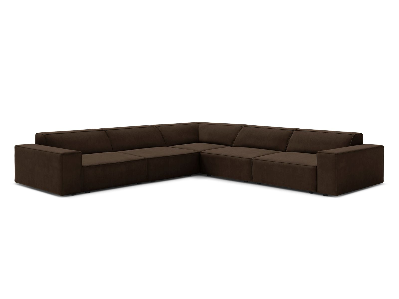 Jodie Symmetrical Corner Sofa, 6 Seats, 283x283 cm — Dark Brown